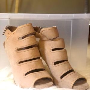 Super great suede heels with back buckle strap
